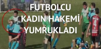 Kırmızı karta sinirlenen futbolcu kadın hakemi böyle yumrukladı
