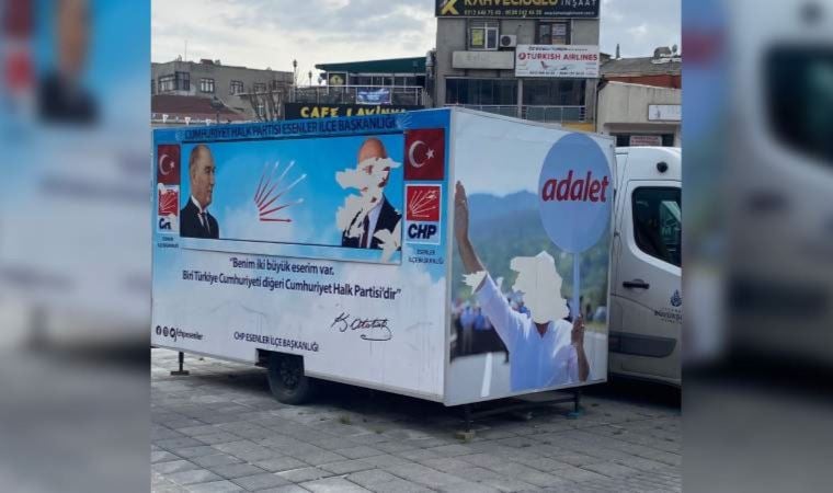 CHP’nin karavanına saldırı! Kılıçdaroğlu’nun afişi parçalandı