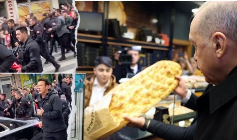 Fırından pide aldığı görüntüler servis edilen Erdoğan’ın ‘koruma ordusu’ gündem oldu
