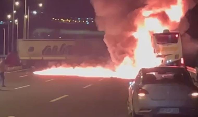 Ankara’da TIR’ın çarptığı yolcu otobüsü alev alev yandı: 5 yolcu yaralı