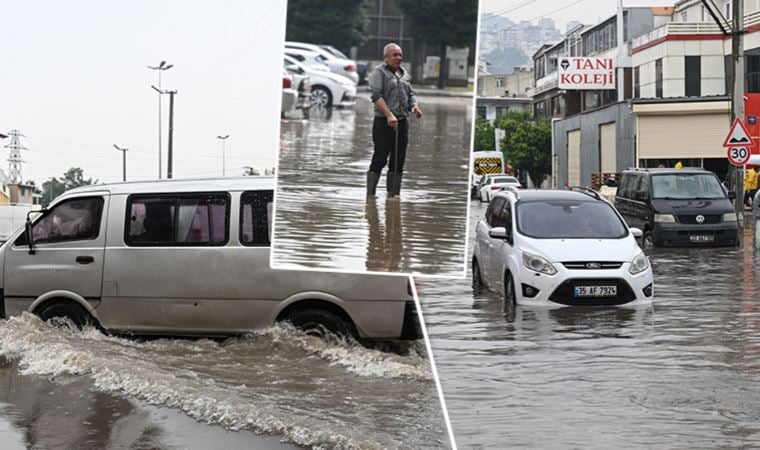 İzmir’de sağanak hayatı olumsuz etkiledi! Cadde ve sokalar su birikintileri oluştu, iş yerlerini su bastı