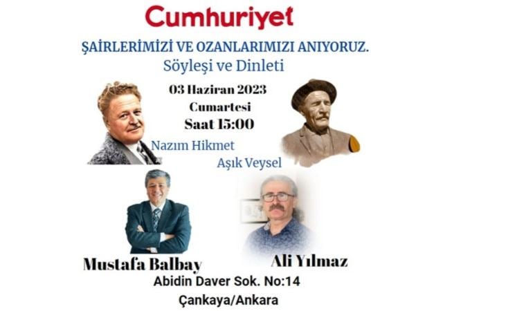 Yazarımız Balbay, Nazım Hikmet ve Aşık Veysel’i anlatacak